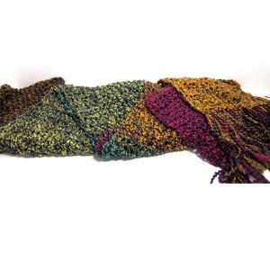 MultiColor Rainbow Scarf 140"x9" Extra Long Wide Chunky Handmade Crochet Knit